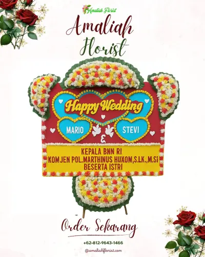 Karangan Papan Bunga Pernikahan di Faudu